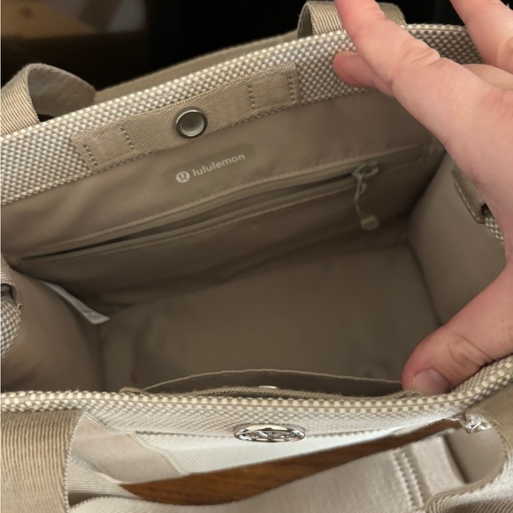 Beige Canvas Shoulder Bag - Picture 4 of 8